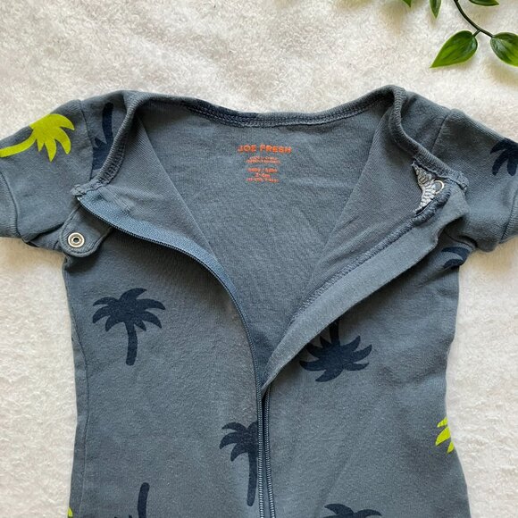Joe Fresh Baby Romper 3-6M | Palm Tree Print | Short Sleeve Summer One-Piece - Picture 6 of 16